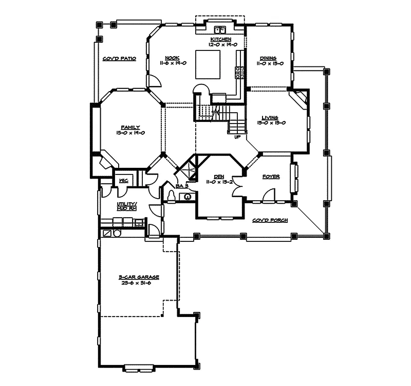 Southern House Plan First Floor - Canterbury Farms Craftsman Home 071S-0023 - Search House Plans and More