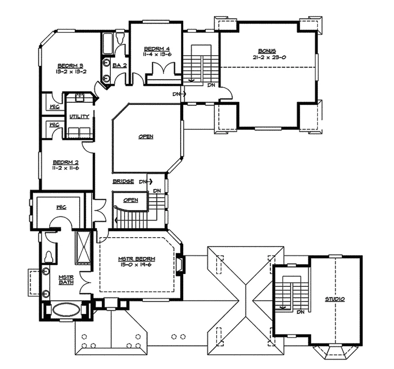Craftsman House Plan Second Floor - Porte Cochere House 071S-0027 | Modern Craftsman House Plan