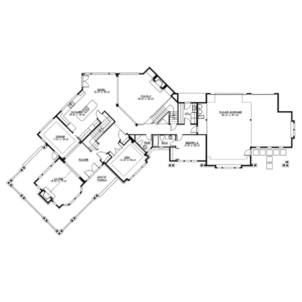 Arts & Crafts House Plan First Floor - Arcola Park Craftsman Home 071S-0029 - Search House Plans and More