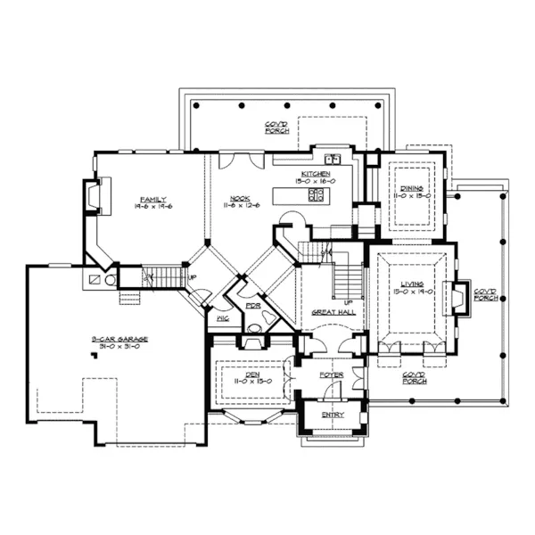 Luxury House Plan First Floor - Shelley Place Country Farmhouse 071S-0030 - Shop House Plans and More