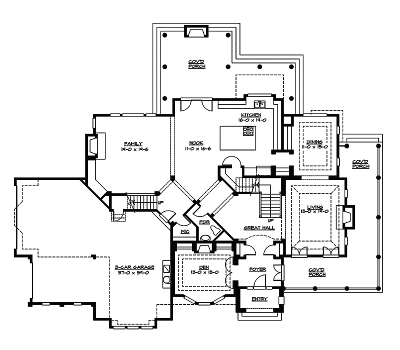 Farmhouse Plan First Floor - Schiller Place Craftsman Home 071S-0031 - Shop House Plans and More