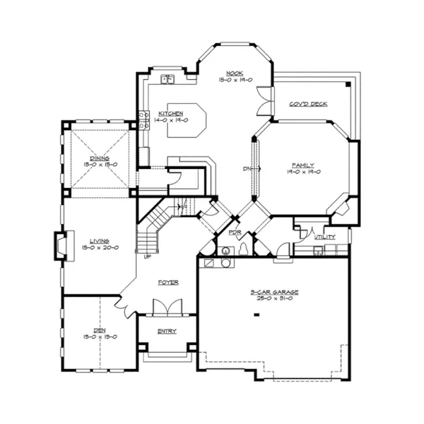 Contemporary House Plan First Floor - Blaine Creek Traditional Home 071S-0033 - Search House Plans and More