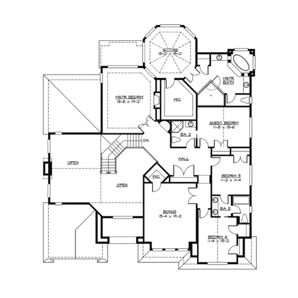 Contemporary House Plan Second Floor - Blaine Creek Traditional Home 071S-0033 - Search House Plans and More