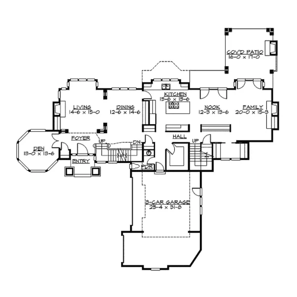 Traditional House Plan First Floor - Florine Craftsman House 071S-0040 - Search House Plans and More