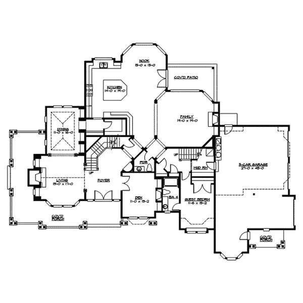 Craftsman House Plan First Floor - Rocktrail Luxury Rustic Home 071S-0042 - Shop House Plans and More