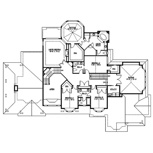 Craftsman House Plan Second Floor - Rocktrail Luxury Rustic Home 071S-0042 - Shop House Plans and More