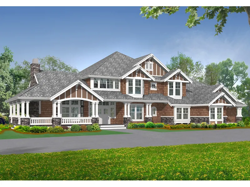 Arts & Crafts House Plan Front Image - Rocktrail Luxury Rustic Home 071S-0042 - Shop House Plans and More