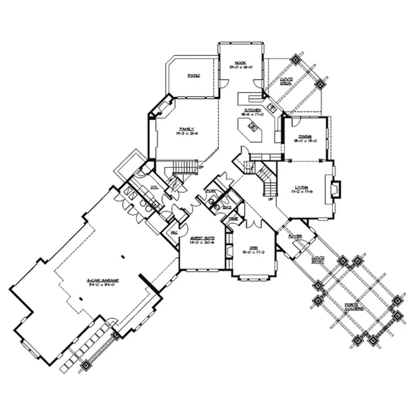 Arts & Crafts House Plan First Floor - Flushing Meadow Craftsman Home 071S-0045 - Search House Plans and More