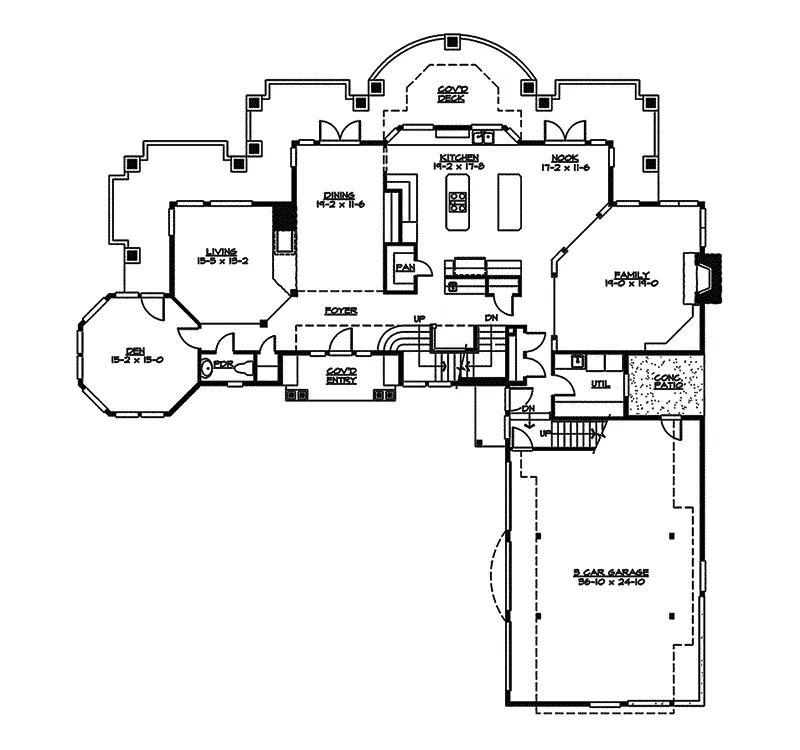 Arts & Crafts House Plan First Floor - Garden Bounty Craftsman Home 071S-0047 - Search House Plans and More