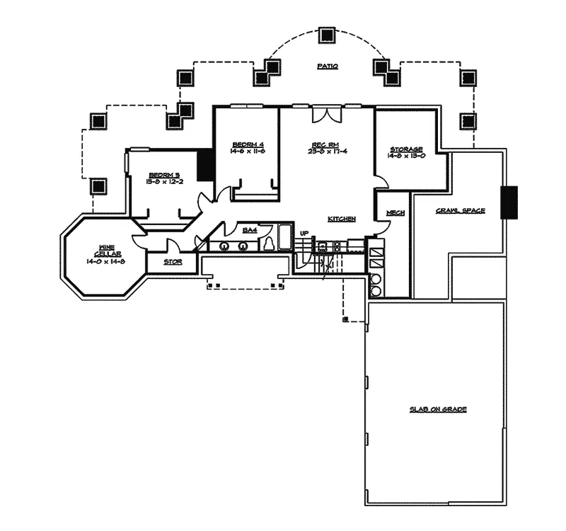 Arts & Crafts House Plan Lower Level Floor - Garden Bounty Craftsman Home 071S-0047 - Search House Plans and More