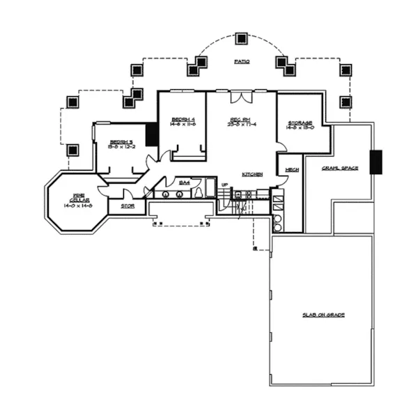 Craftsman House Plan Lower Level Floor - Garden Bounty Craftsman Home 071S-0047 - Search House Plans and More