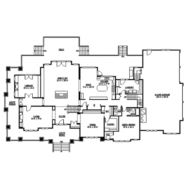 Luxury House Plan First Floor - Sofala Luxury Craftsman Home 071S-0048 - Shop House Plans and More