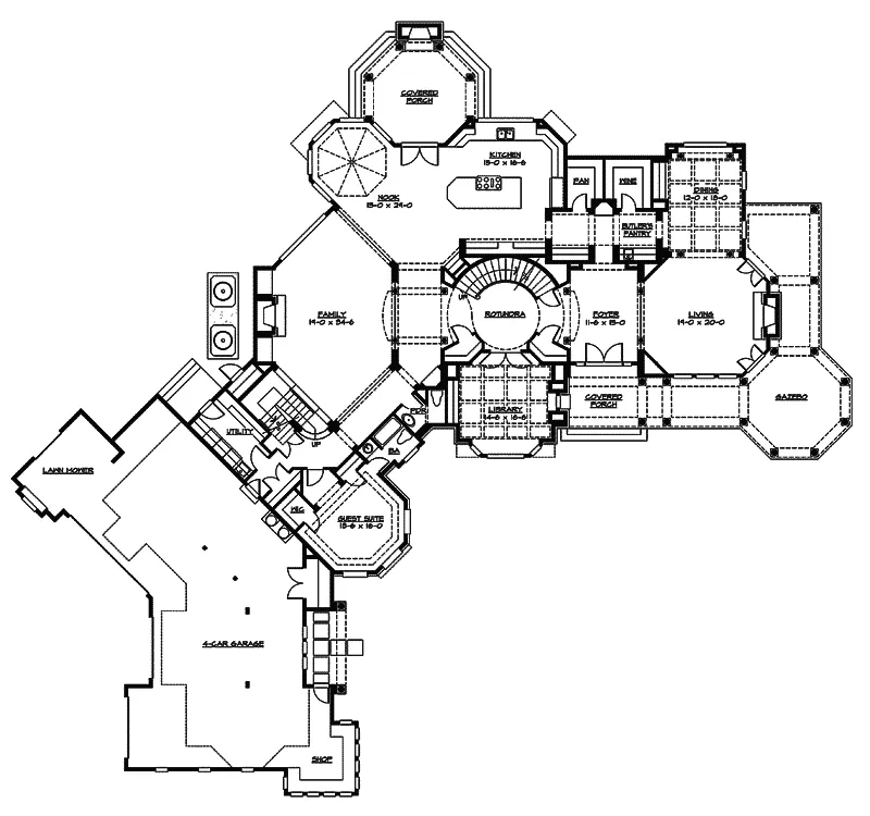 Victorian House Plan First Floor - Lydelle Luxury Craftsman Home | Luxury Craftsman Home Designs