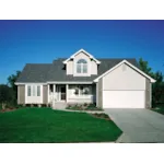 Traditional Two-Story Home Has Covered Front Porch And Large Dormer With Arched Window