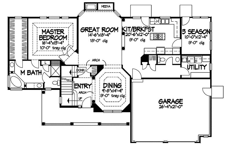 Southern House Plan First Floor - Columbus Spring Craftsman Home 072D-0005 - Search House Plans and More
