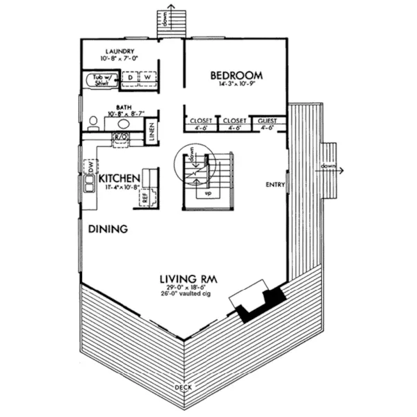 Modern House Plan First Floor - Briannon A-Frame Vacation Home 072D-0006 - Search House Plans and More