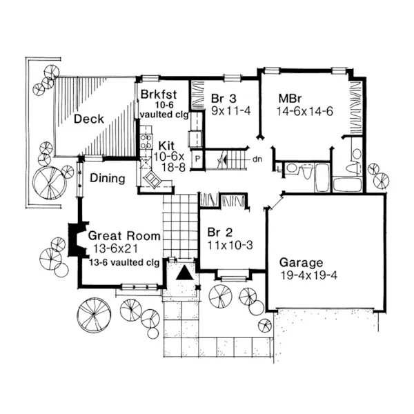 Ranch House Plan First Floor - Kalinda Cove Cottage Home 072D-0013 - Search House Plans and More