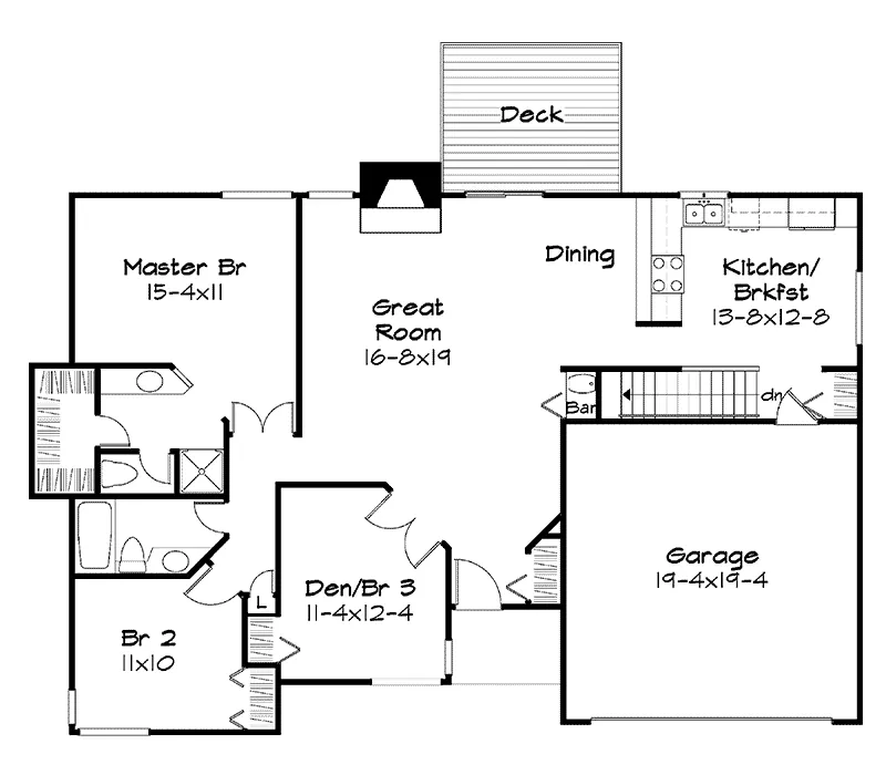 Ranch House Plan First Floor - Evenlynaire Modern Home 072D-0014 - Search House Plans and More