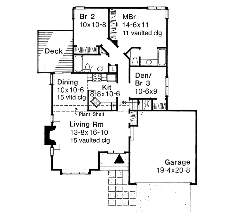 Traditional House Plan First Floor - Sandwick Country Ranch Home 072D-0015 - Shop House Plans and More