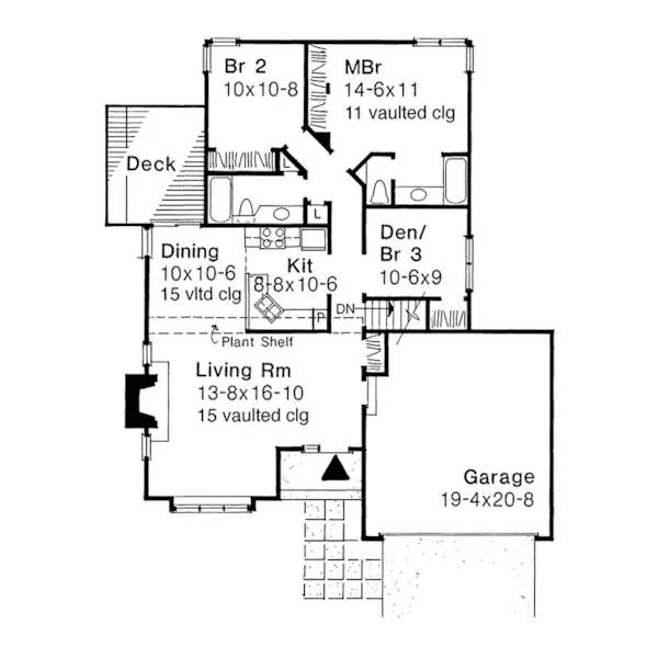 Modern House Plan First Floor - Sandwick Country Ranch Home 072D-0015 - Shop House Plans and More