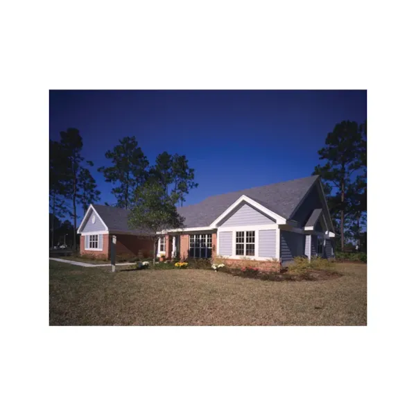 Symmetrical Ranch House Has Prominent Gables On Each End