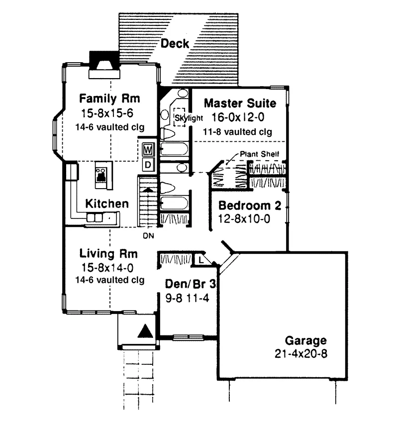 Contemporary House Plan First Floor - Sergio Tudor Ranch Home 072D-0018 - Shop House Plans and More
