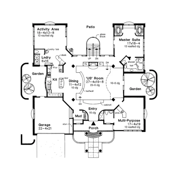 Contemporary House Plan First Floor - Vallendar Tudor Luxury Home 072D-0025 - Shop House Plans and More