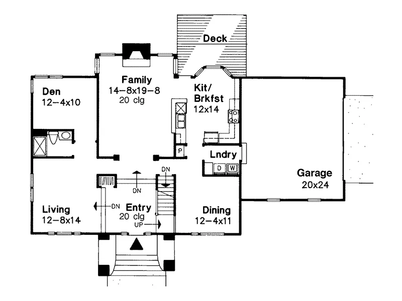 Colonial House Plan First Floor - Wendell Bay Colonial Home 072D-0026 - Shop House Plans and More