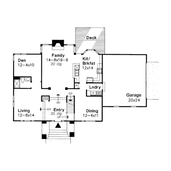 Traditional House Plan First Floor - Wendell Bay Colonial Home 072D-0026 - Shop House Plans and More