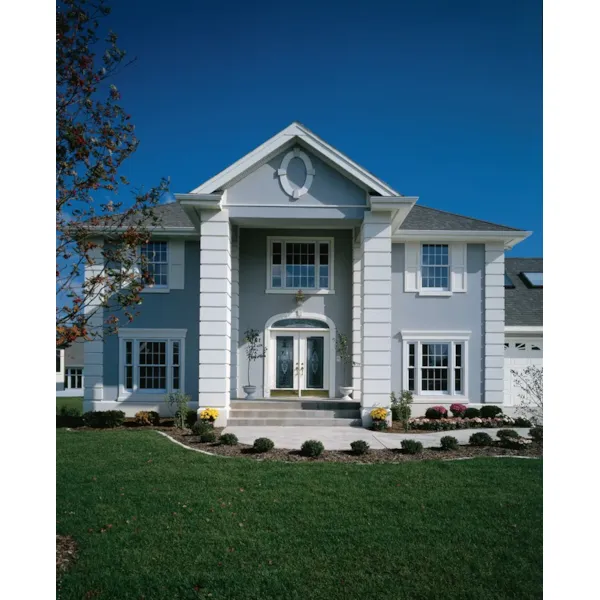 Grand Stucco Two-Story House With Massive Pillars