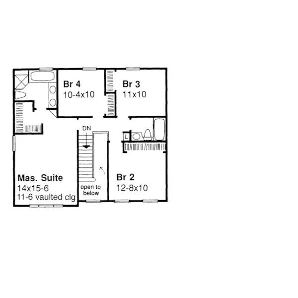 Modern House Plan Second Floor - Indiana Traditional Home 072D-0027 - Search House Plans and More