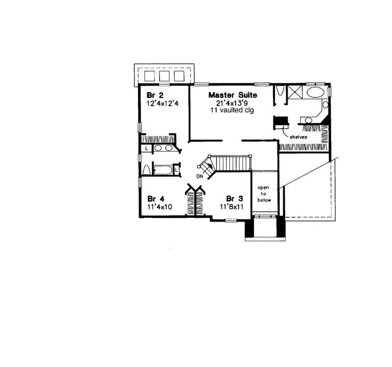 Traditional House Plan Second Floor - Diamond Hill Traditional Home 072D-0030 - Search House Plans and More