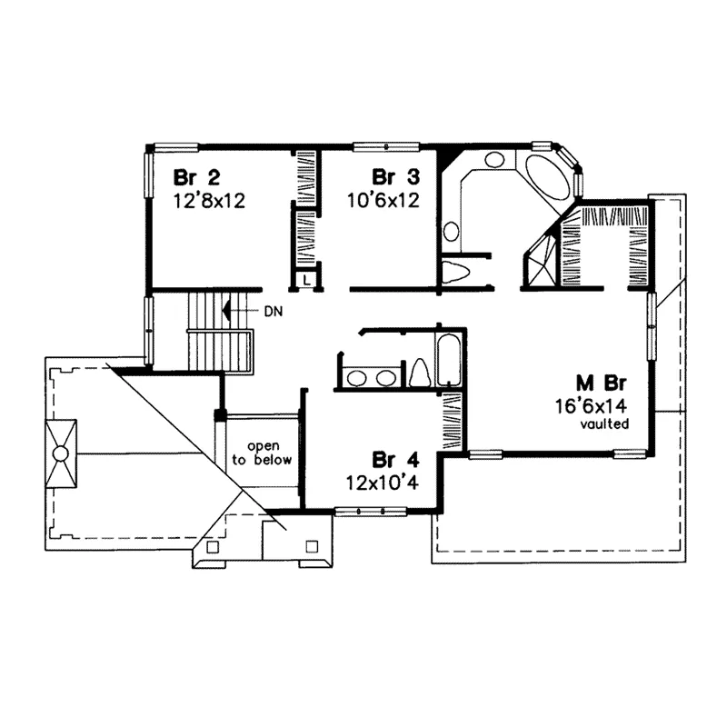 Arts & Crafts House Plan Second Floor - Balfour Craftsman Home 072D-0031 - Search House Plans and More
