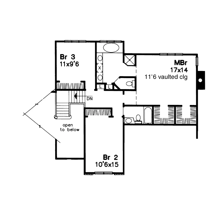 Arts & Crafts House Plan Second Floor - Avery Heights Traditional Home 072D-0033 - Search House Plans and More