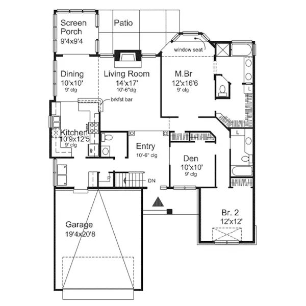 Traditional House Plan First Floor - Rayburn Bungalow Home 072D-0037 - Shop House Plans and More