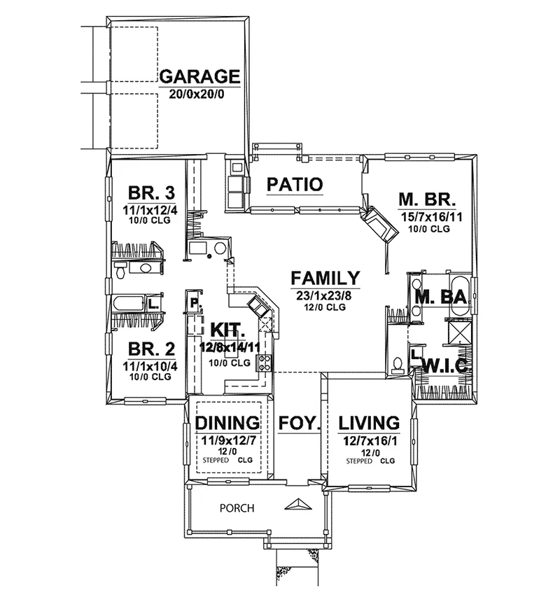 Southern House Plan First Floor - Tutbury Farmhouse 072D-0040 - Shop House Plans and More