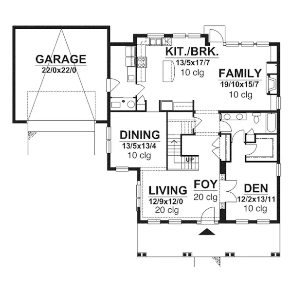 Prairie House Plan First Floor - Mondavi Manor Prairie Home 072D-0047 - Shop House Plans and More