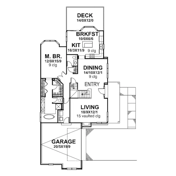 Traditional House Plan First Floor - Balboa Southern Country Home 072D-0050 - Search House Plans and More