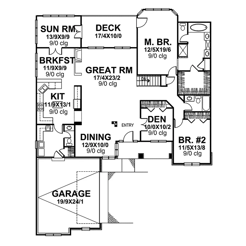 Traditional House Plan First Floor - Grenshaw Place Ranch Home 072D-0054 - Search House Plans and More