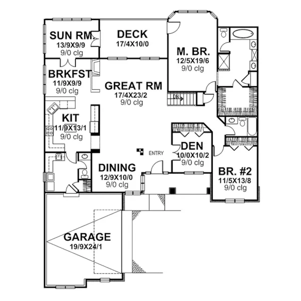 Ranch House Plan First Floor - Grenshaw Place Ranch Home 072D-0054 - Search House Plans and More