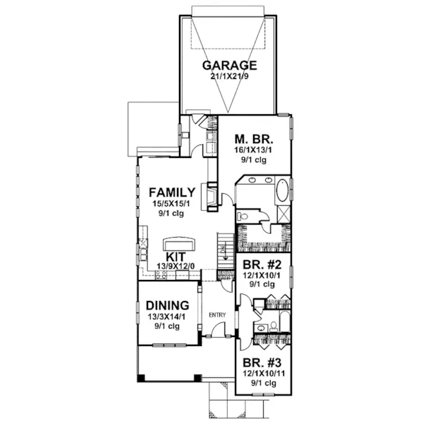 Ranch House Plan First Floor - Valdamere Craftsman Ranch Home 072D-0057 - Shop House Plans and More