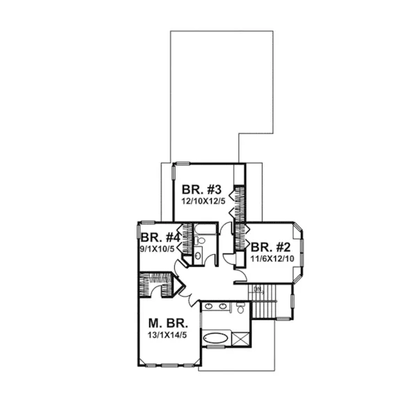 Arts & Crafts House Plan Second Floor - Bjorn Victorian Home 072D-0062 - Search House Plans and More