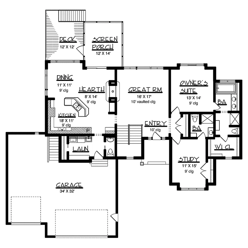 Ranch House Plan First Floor - Emerald Hill Ranch Home 072D-0065 - Search House Plans and More