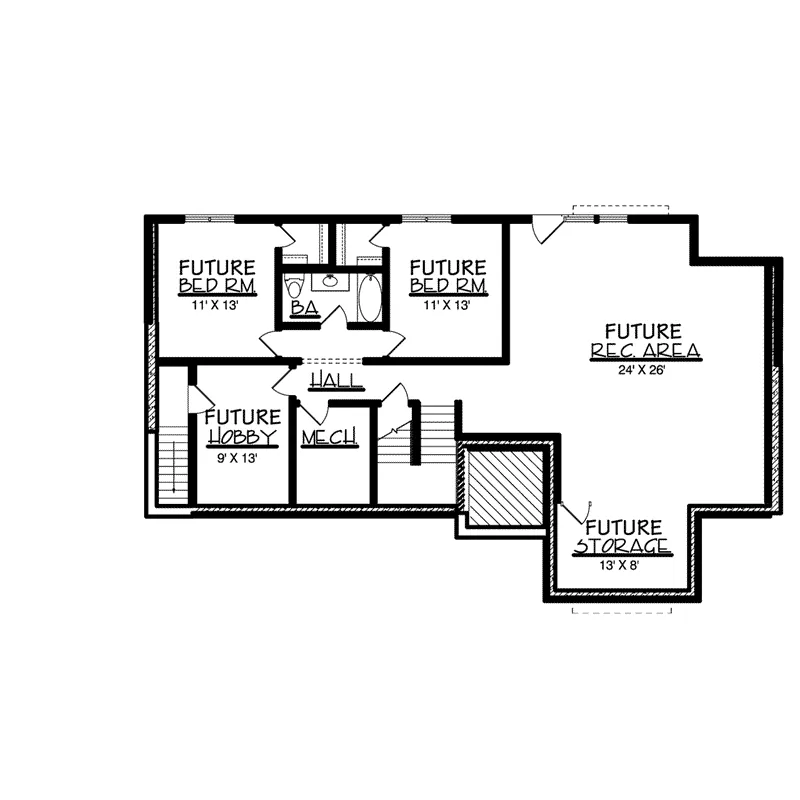 Southern House Plan Lower Level Floor - Emerald Hill Ranch Home 072D-0065 - Search House Plans and More