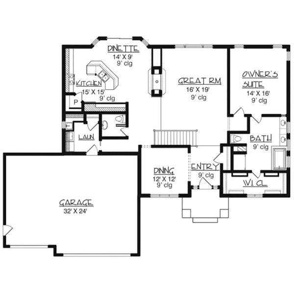 Traditional House Plan First Floor - Herrick Sunbelt Style Home 072D-0067 - Search House Plans and More