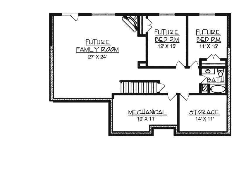 Southwestern House Plan Lower Level Floor - Herrick Sunbelt Style Home 072D-0067 - Search House Plans and More