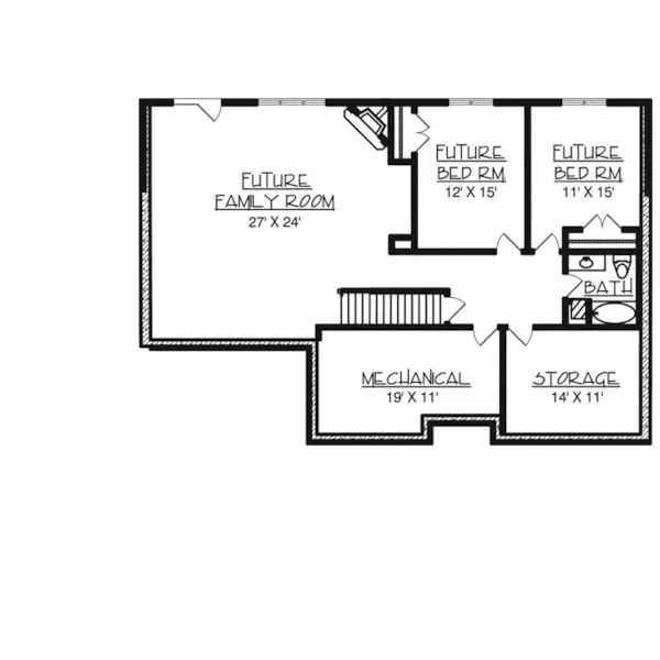 Traditional House Plan Lower Level Floor - Herrick Sunbelt Style Home 072D-0067 - Search House Plans and More