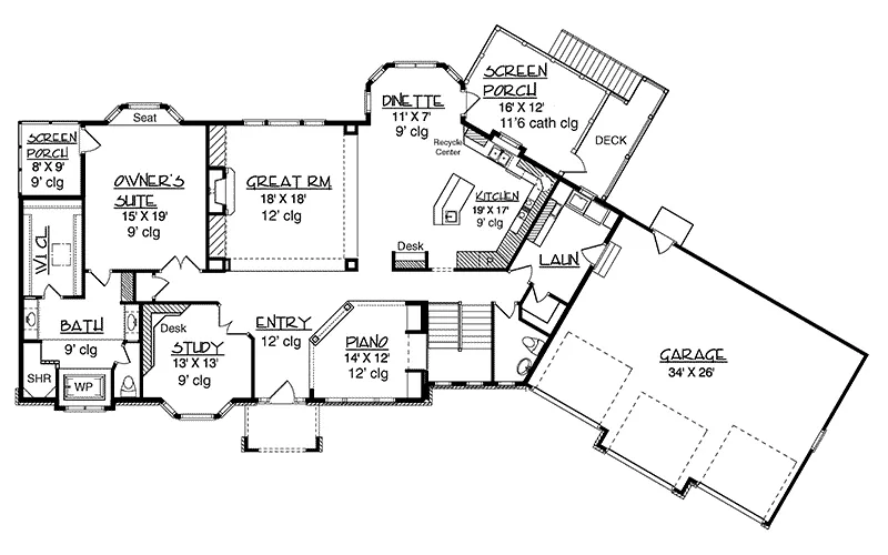 Country French House Plan First Floor - Kennibeck Ranch Home 072D-0068 - Search House Plans and More