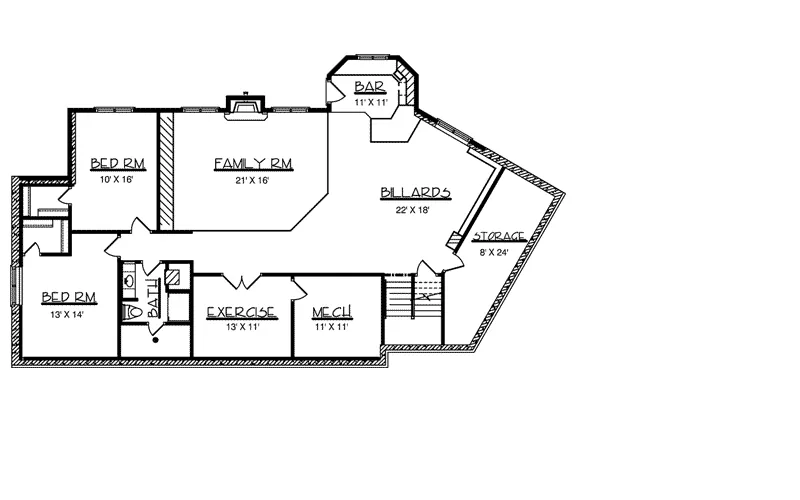 Ranch House Plan Lower Level Floor - Kennibeck Ranch Home 072D-0068 - Search House Plans and More