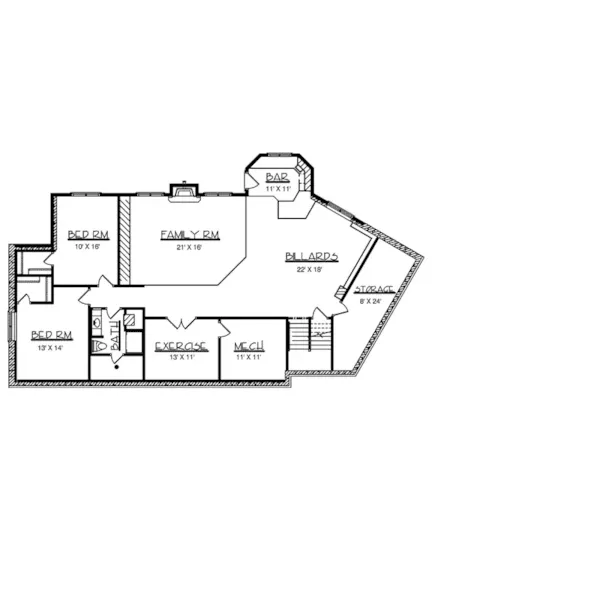 Country French House Plan Lower Level Floor - Kennibeck Ranch Home 072D-0068 - Search House Plans and More